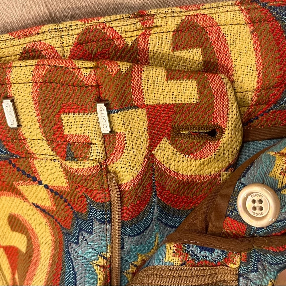 $2950 Gucci Psychedelic GG Logo With Leather Detail Trousers - Picture 6 of 15